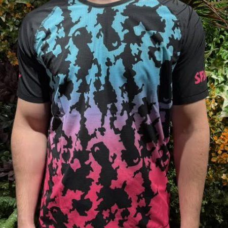 T-SHIRT MANCHES COURTES BLEU-ROSE